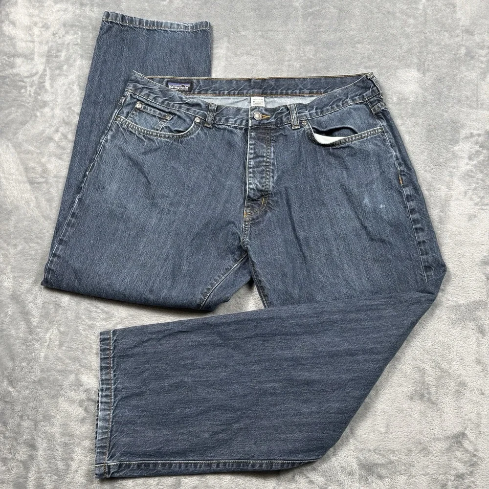 Patagonia Mens Performance Straight Fit Jeans Dark Wash Blue 38X28 56195 FA12